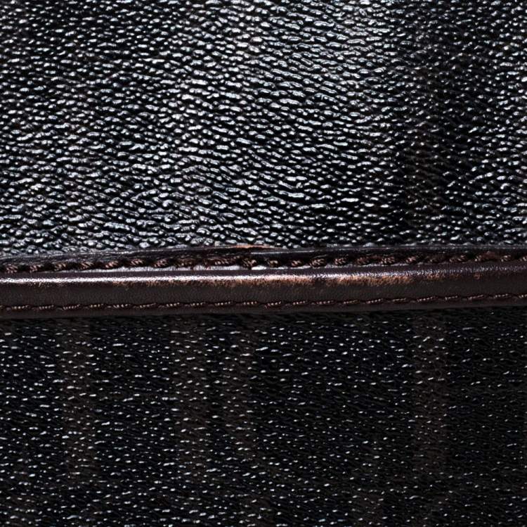 Pre Owned Carolina Herrera Dark Brown Monogram Coated Canvas and Leather Flap Messenger Bag
