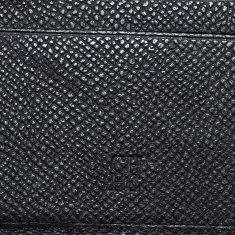 Pre Owned Carolina Herrera Black Monogram Leather Bi-Fold Wallet