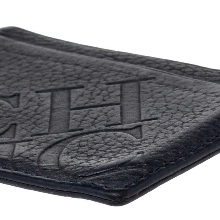 Pre Owned Carolina Herrera Navy Blue/Red Leather Sport Card Holder