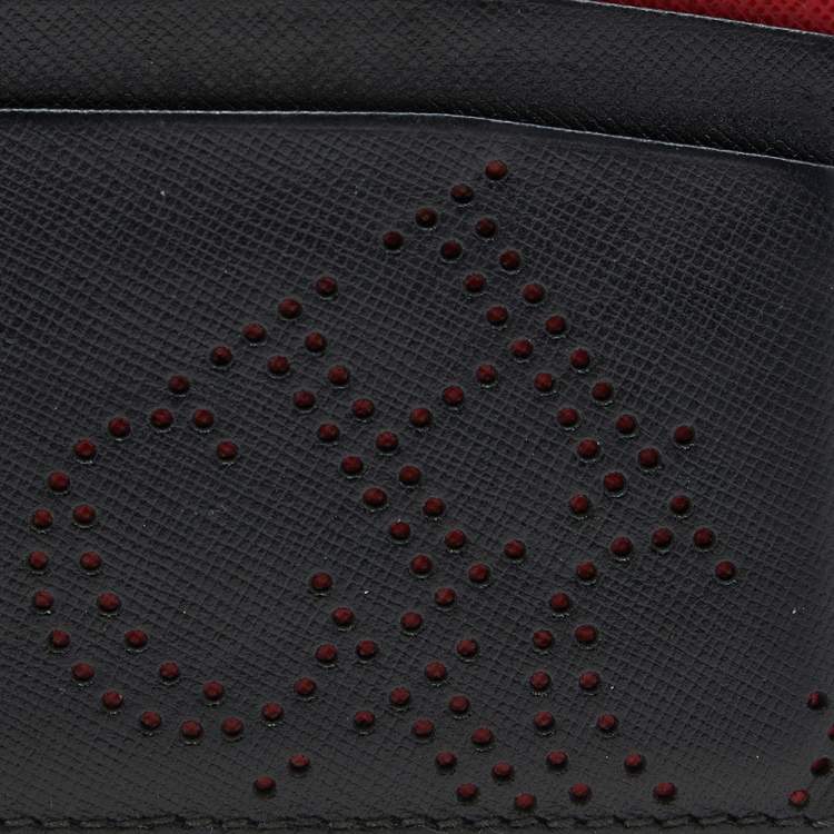 Pre Owned Carolina Herrera Black/Red Leather Sport Card Holder
