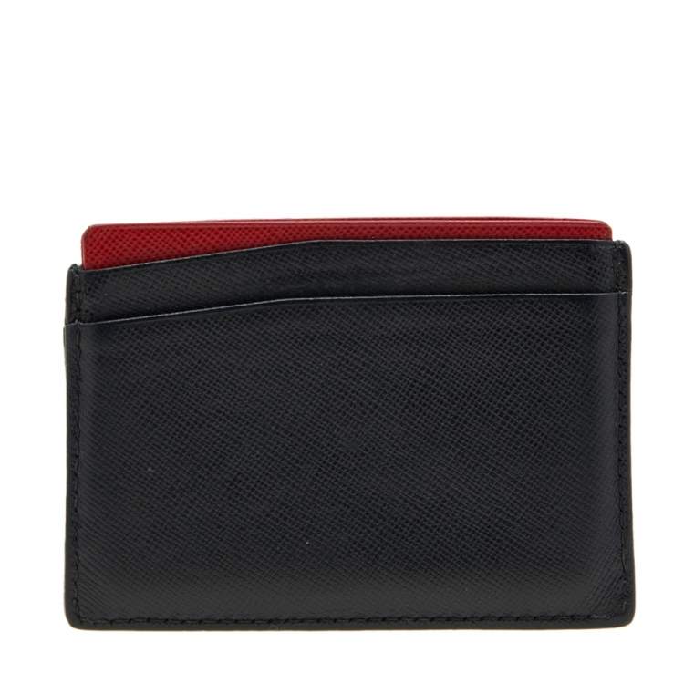 Pre Owned Carolina Herrera Black/Red Leather Sport Card Holder