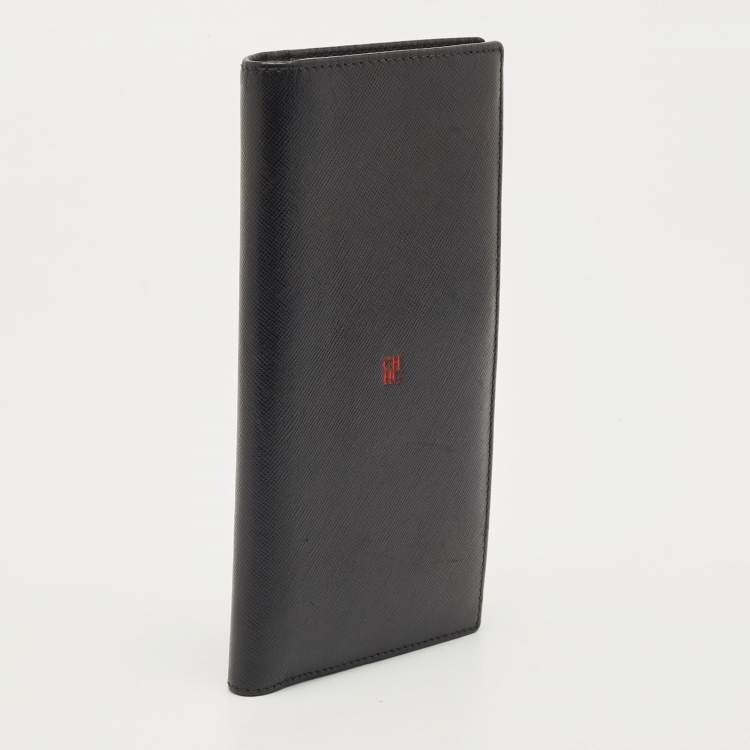Pre Owned Carolina Herrera Black Leather CH Logo Bifold Wallet