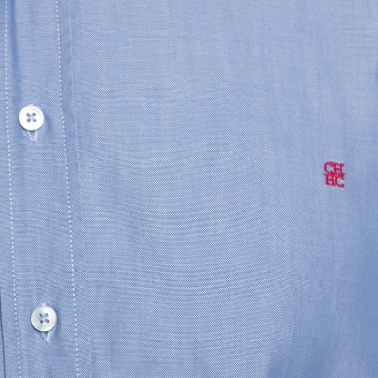 Pre Owned Carolina Herrera Blue Cotton Long Sleeve Shirt M