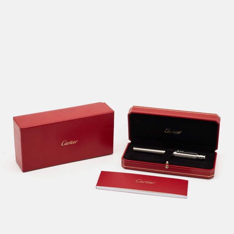 Pre Owned Cartier Santos de Cartier Silver Tone Large Model Rollerball Pen