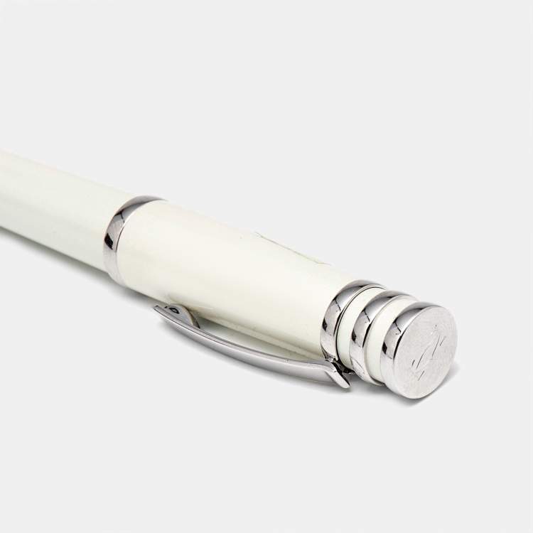 Pre Owned Cartier Trinity Mother of Pearl Lacquer Silver Tone Fountain Pen