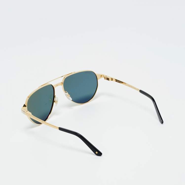 Pre Owned Cartier Black/Gold Tone CT0425S Aviator Sunglasses