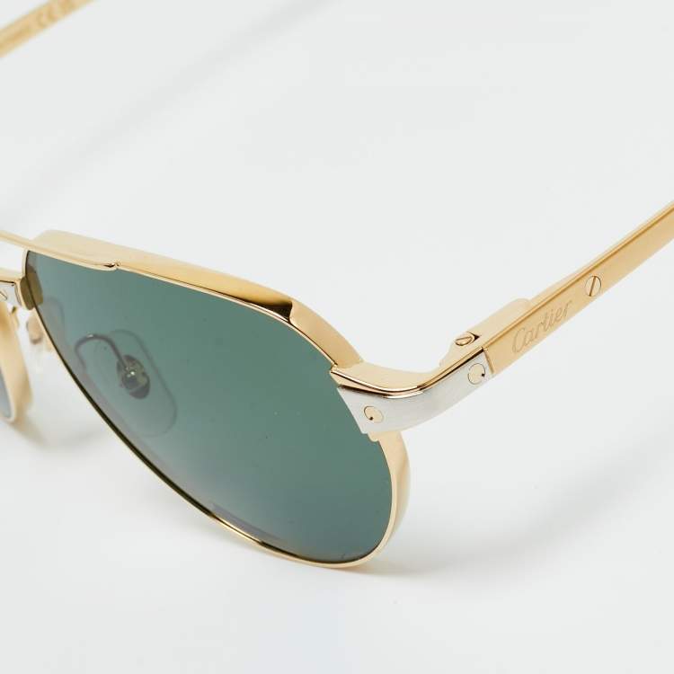 Pre Owned Cartier Black/Gold Tone CT0425S Aviator Sunglasses