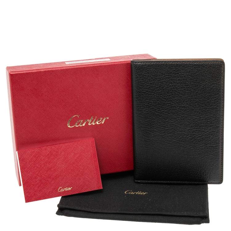 Pre Owned Cartier Black Leather Passport Holder