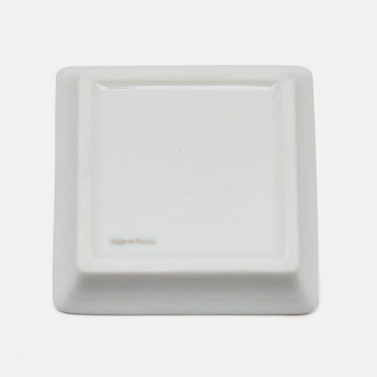Pre Owned Cartier Porcelain Platinum Finish Window Print Mini Ashtray
