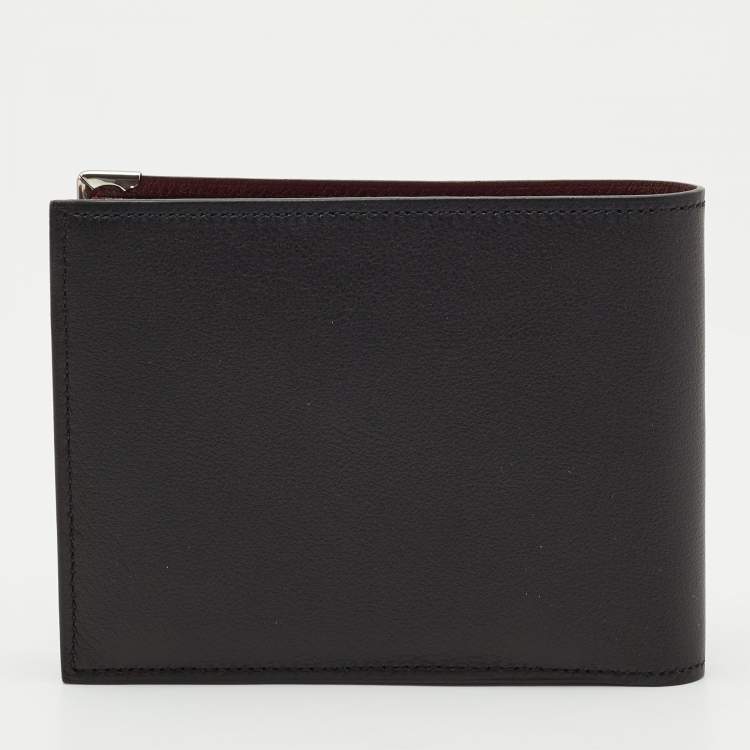 Pre Owned Cartier Black Leather Must De Cartier 6CC Bifold Wallet