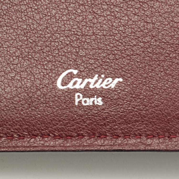 Pre Owned Cartier Black Leather Must De Cartier 6CC Bifold Wallet