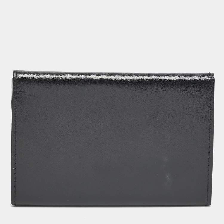 Pre Owned Cartier Black Leather Logo Flap Card Case