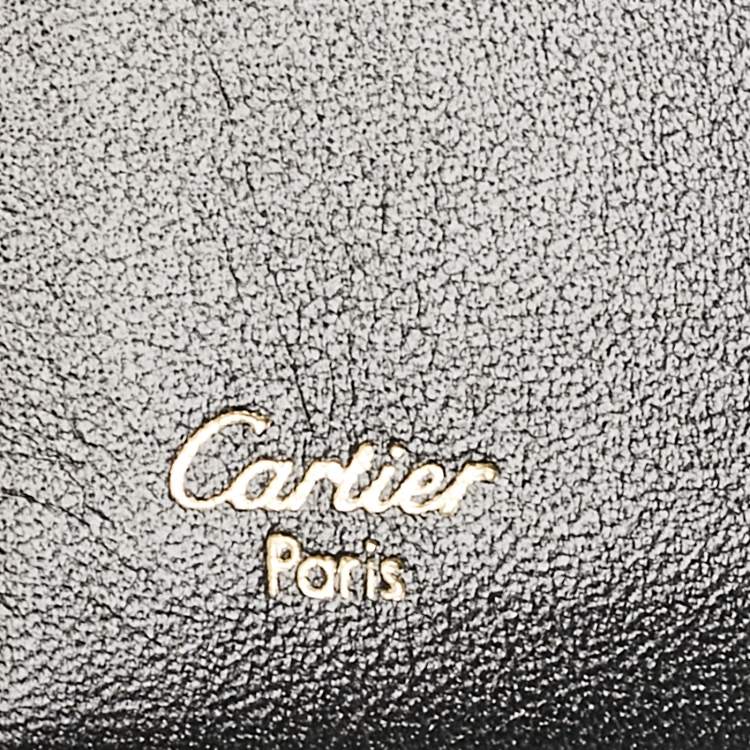 Pre Owned Cartier Black Leather Logo Flap Card Case