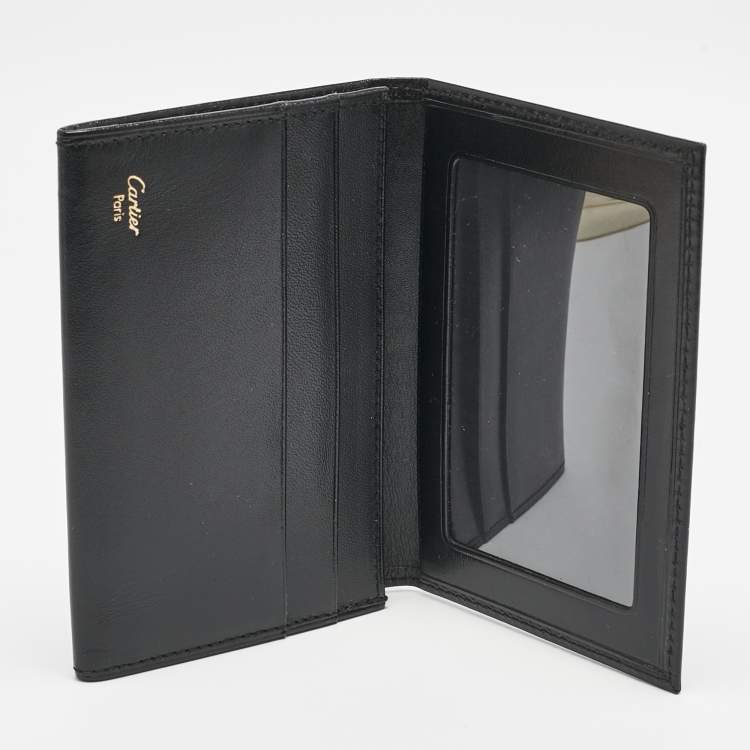 Pre Owned Cartier Black Leather Logo Flap Card Case