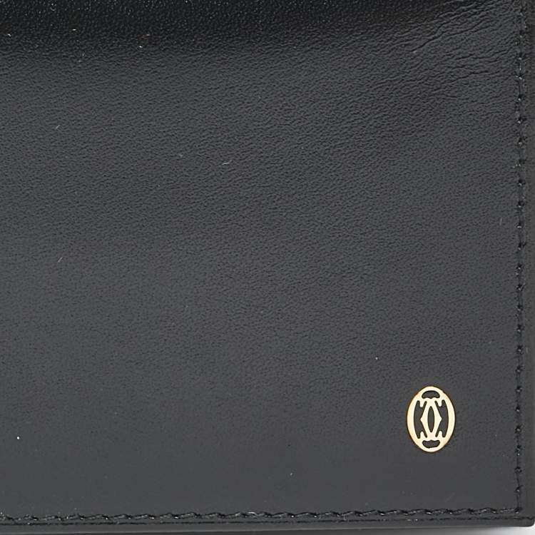 Pre Owned Cartier Black Leather Logo Flap Card Case