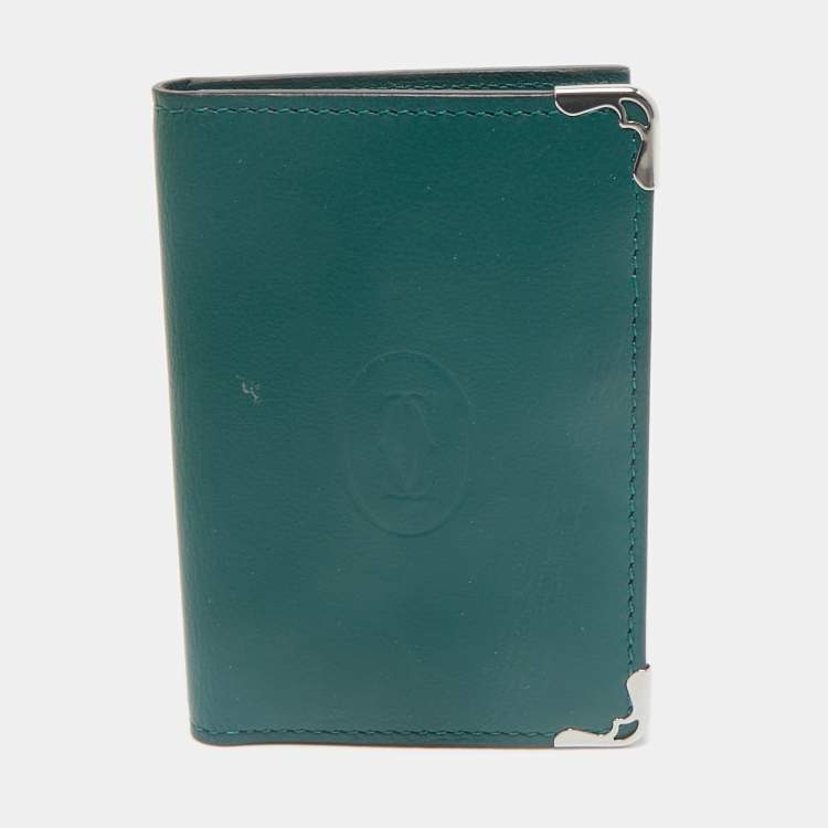 Pre Owned Cartier Green Leather Le Must De Cartier Card Holder