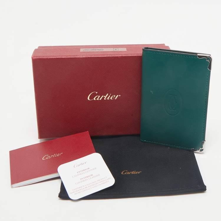 Pre Owned Cartier Green Leather Le Must De Cartier Card Holder