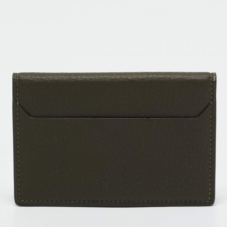 Pre Owned Cartier Khaki Green Leather Must De Cartier Card Holder