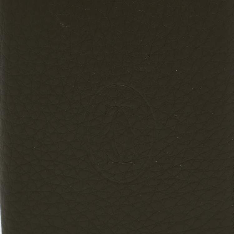 Pre Owned Cartier Khaki Green Leather Must De Cartier Card Holder