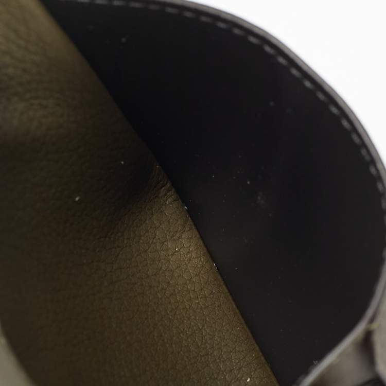 Pre Owned Cartier Khaki Green Leather Must De Cartier Card Holder