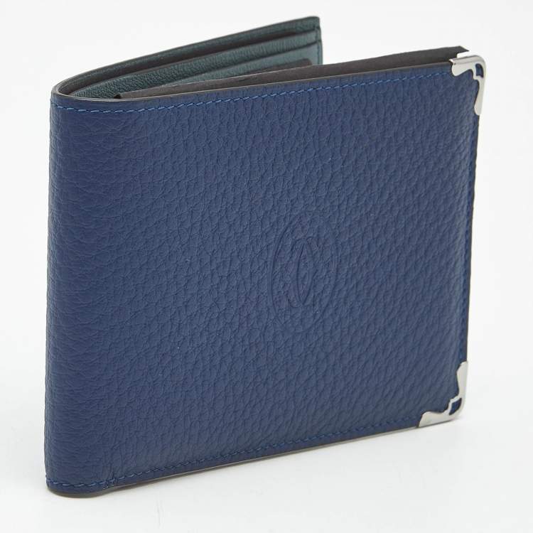Pre Owned Cartier Blue Leather Must de Cartier 6cc Compact Wallet