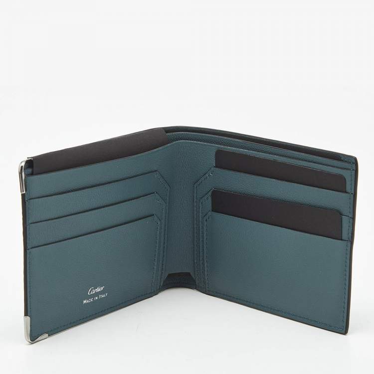 Pre Owned Cartier Blue Leather Must de Cartier 6cc Compact Wallet