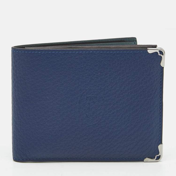 Pre Owned Cartier Blue Leather Must de Cartier 6cc Compact Wallet