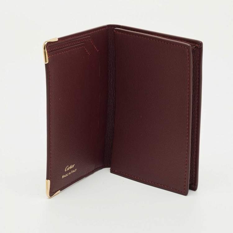 Pre Owned Cartier Burgundy Leather Must de Cartier Business Card Holder
