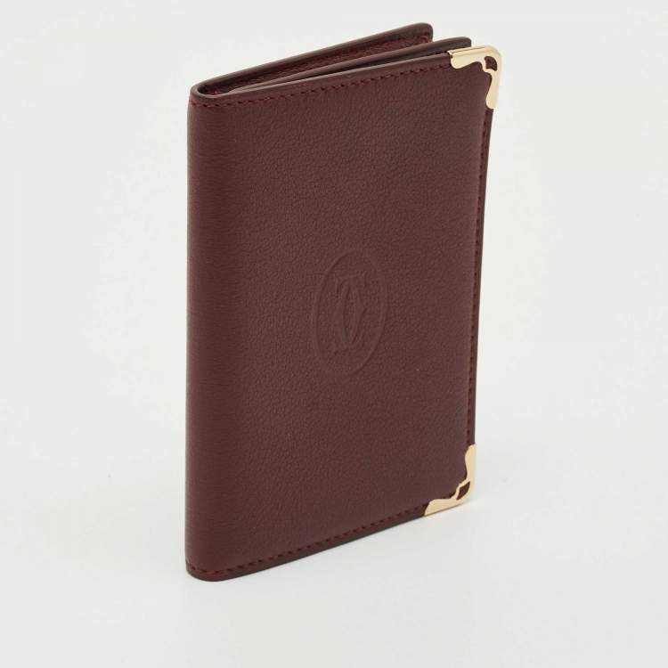 Pre Owned Cartier Burgundy Leather Must de Cartier Business Card Holder