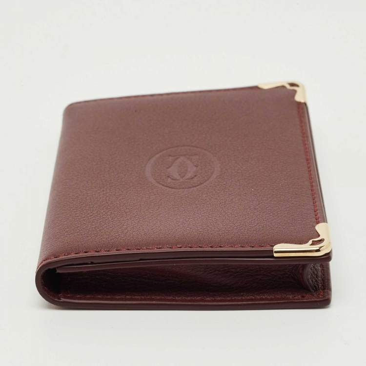 Pre Owned Cartier Burgundy Leather Must de Cartier Business Card Holder