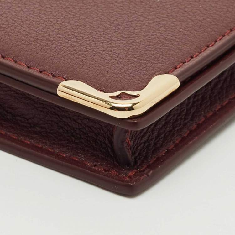 Pre Owned Cartier Burgundy Leather Must de Cartier Business Card Holder
