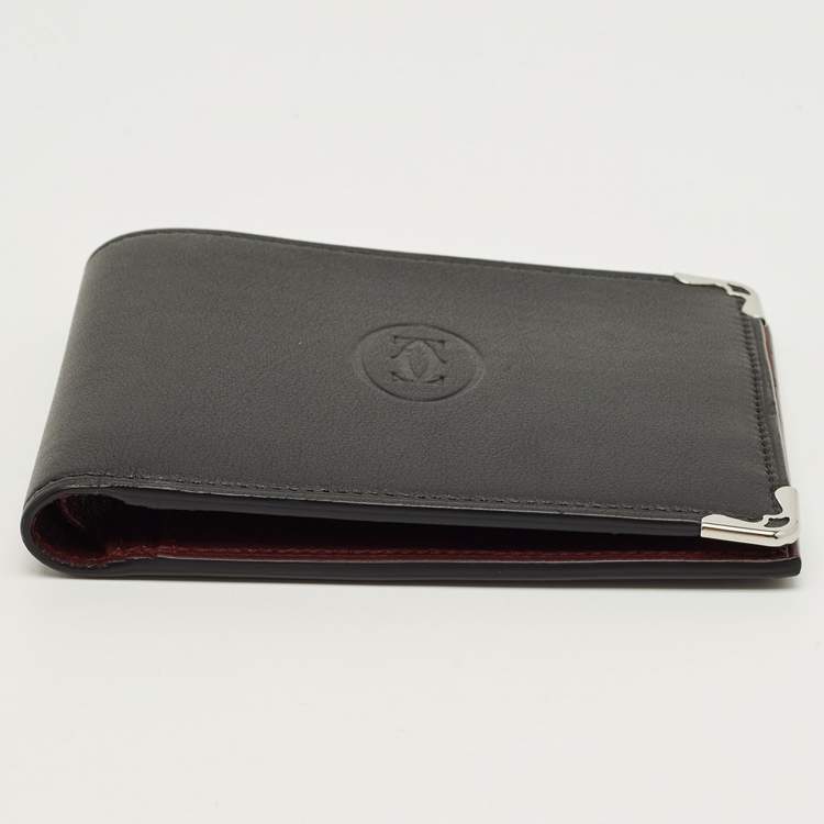 Pre Owned Cartier Black Leather Must de Cartier Bifold Wallet