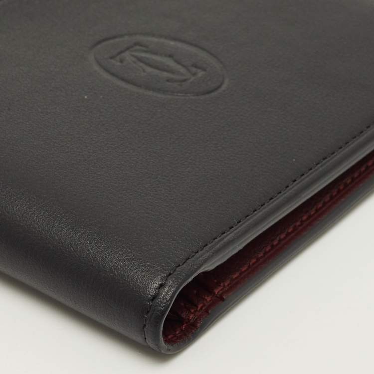 Pre Owned Cartier Black Leather Must de Cartier Bifold Wallet