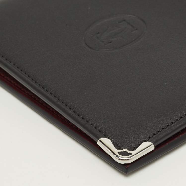 Pre Owned Cartier Black Leather Must de Cartier Bifold Wallet