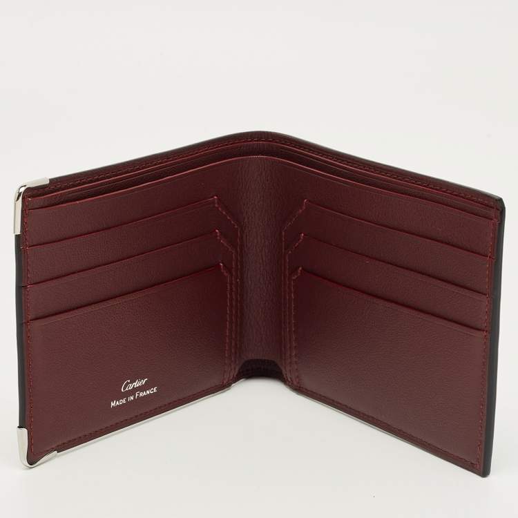 Pre Owned Cartier Black Leather Must de Cartier Bifold Wallet