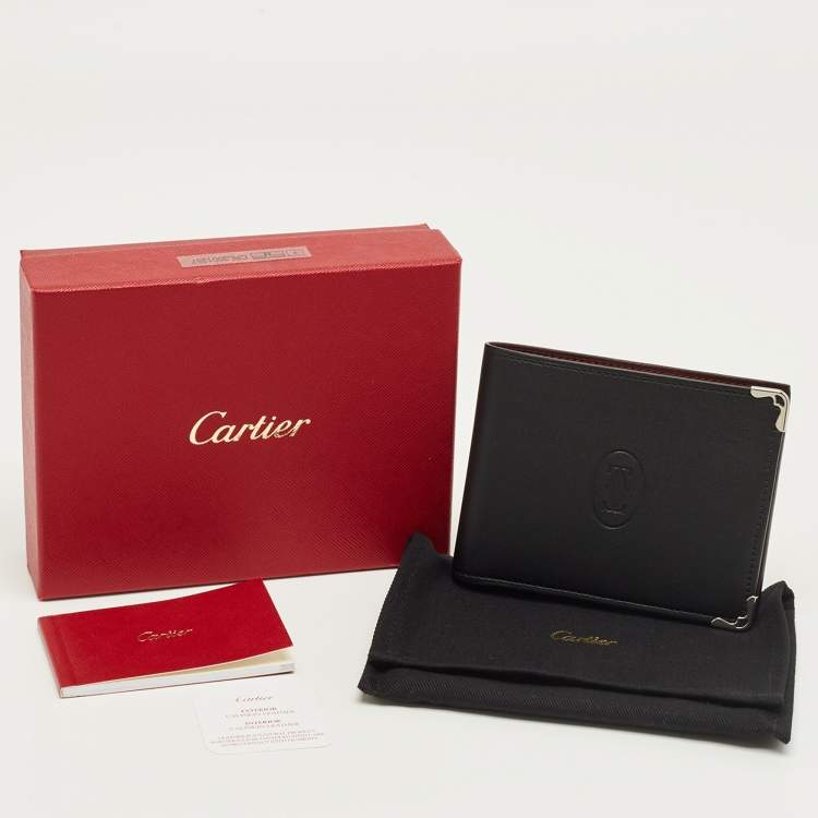 Pre Owned Cartier Black Leather Must de Cartier Bifold Wallet