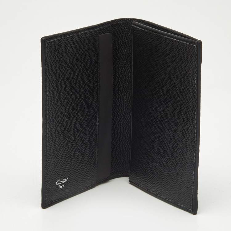 Pre Owned Cartier Black Leather Santos Business Card Holder