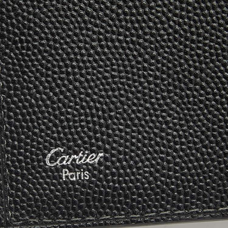 Pre Owned Cartier Black Leather Santos Business Card Holder