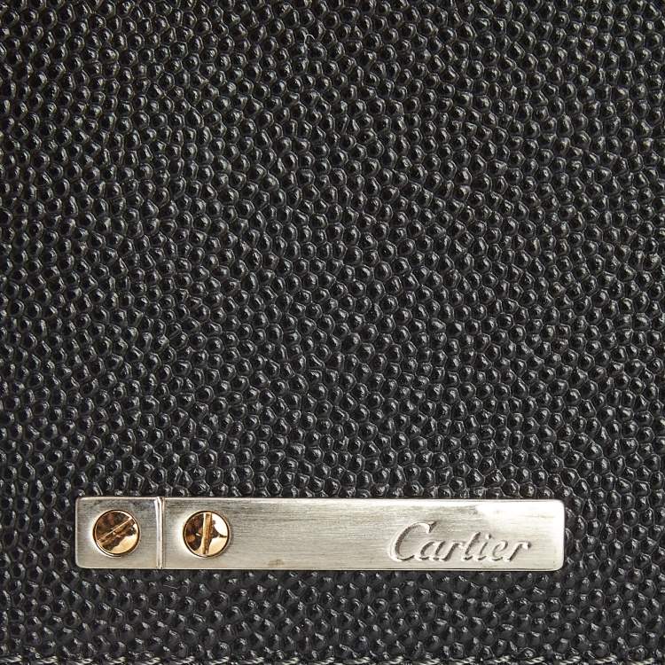 Pre Owned Cartier Black Leather Santos Business Card Holder