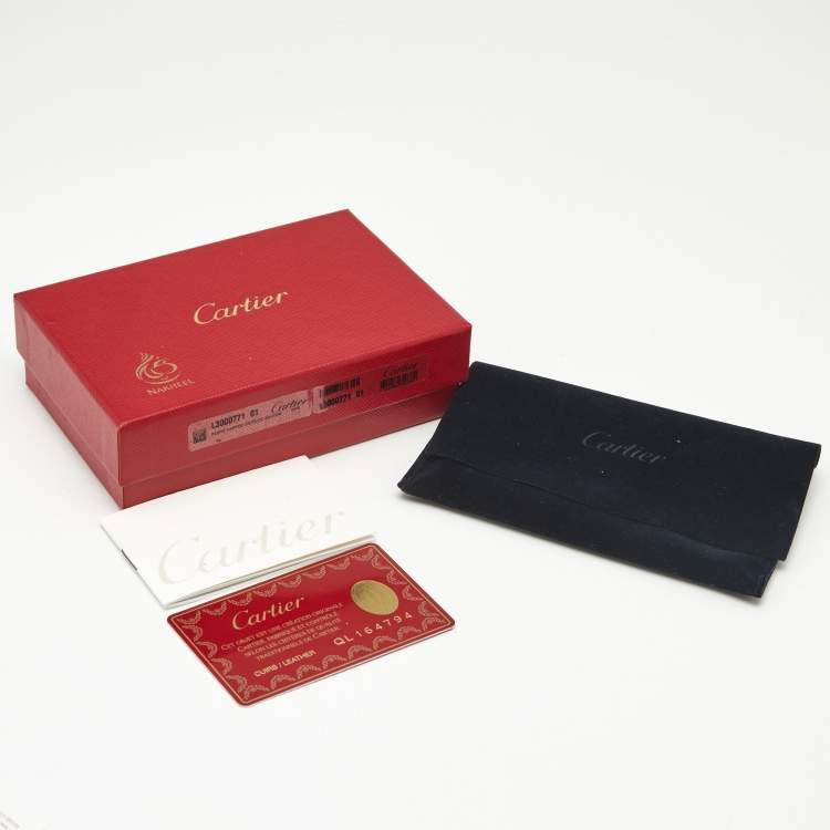 Pre Owned Cartier Black Leather Santos Business Card Holder