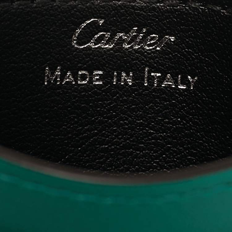Pre Owned Cartier Must de Cartier Double Green Leather Card Holder