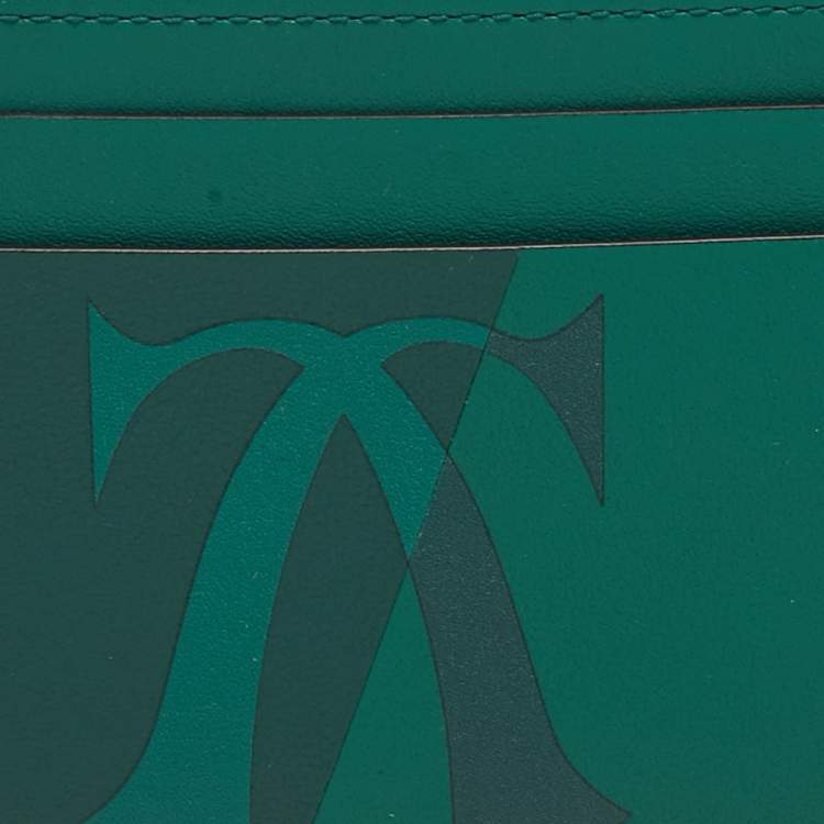 Pre Owned Cartier Must de Cartier Double Green Leather Card Holder