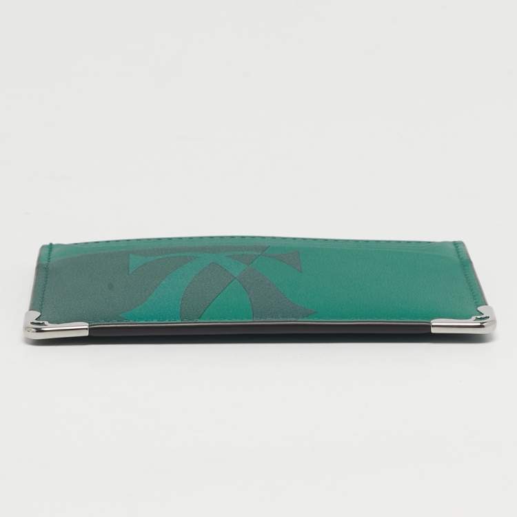 Pre Owned Cartier Must de Cartier Double Green Leather Card Holder
