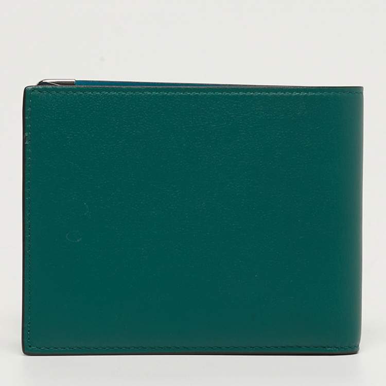Pre Owned Cartier Must de Cartier Green/Blue Embossed Leather Bifold Wallet