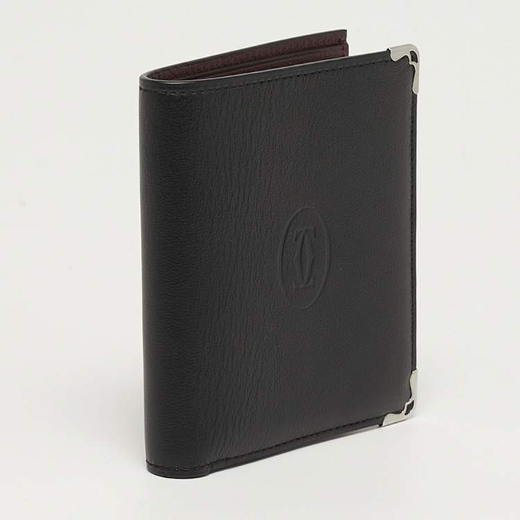 Pre Owned Cartier Must de Cartier Black Leather Multiple Bifold Wallet