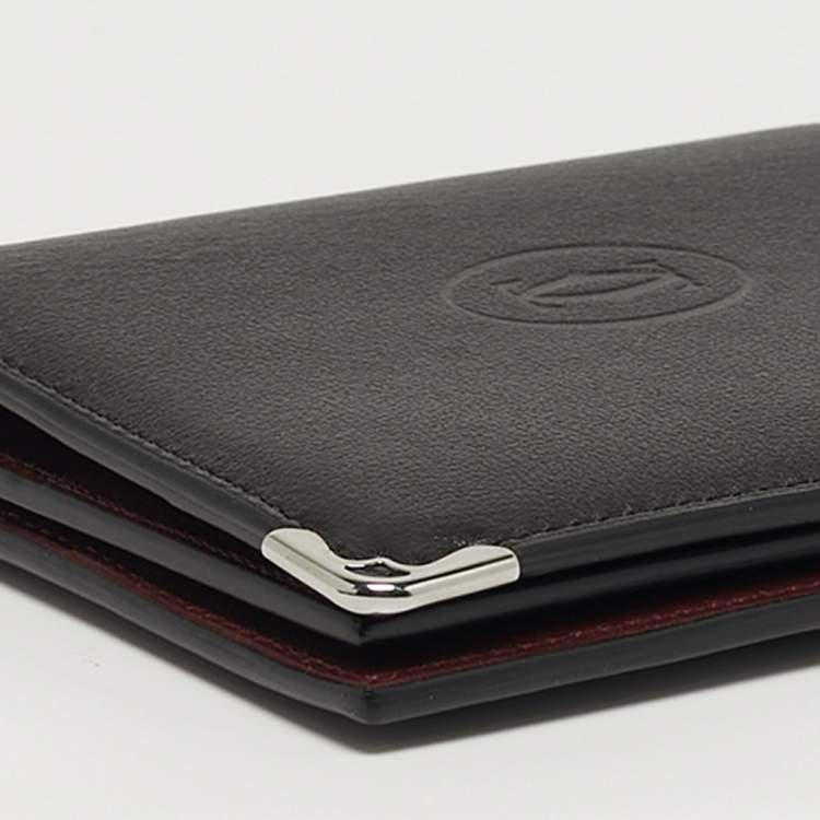 Pre Owned Cartier Must de Cartier Black Leather Multiple Bifold Wallet