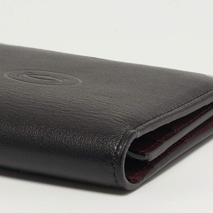 Pre Owned Cartier Must de Cartier Black Leather Multiple Bifold Wallet