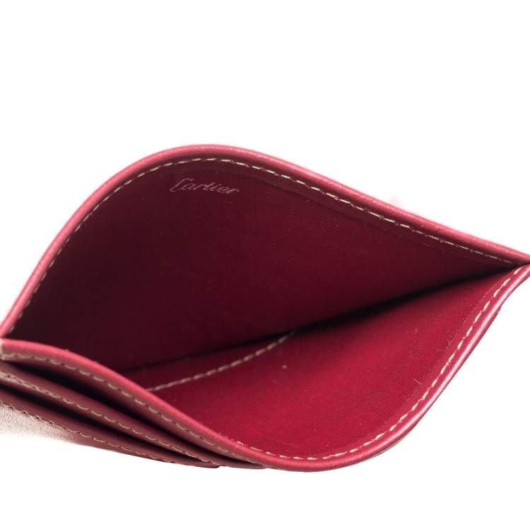 Pre Owned Cartier Burgundy Leather Card Holder