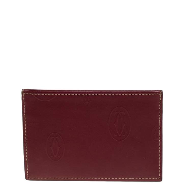 Pre Owned Cartier Burgundy Leather Card Holder