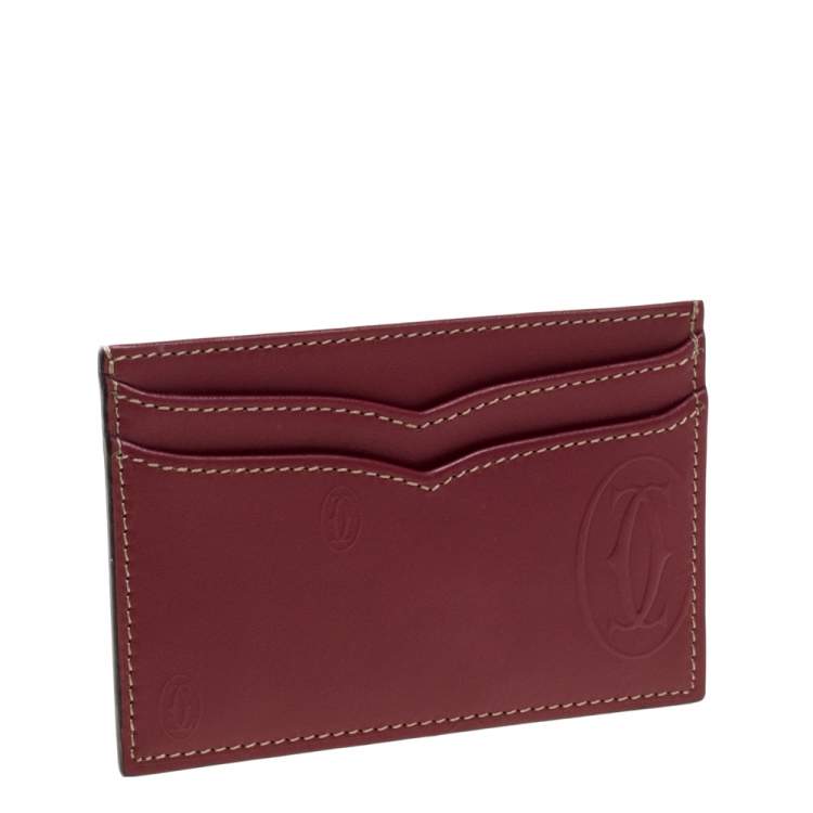 Pre Owned Cartier Burgundy Leather Card Holder